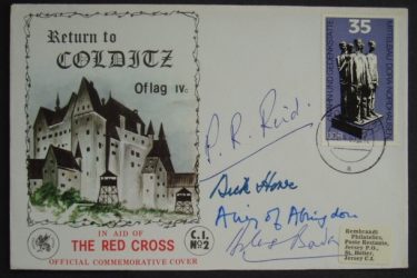Colditz, signed by Pat Reid, Dick Howe and Douglas Bader