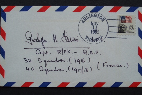 Cover signed by ww1 ace Gwilym Lewis