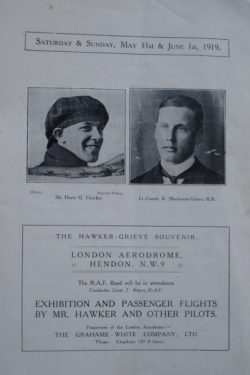 HAWKER – GRIEVE Souvenir 1919 HAWKER – GRIEVE Souvenir 1919